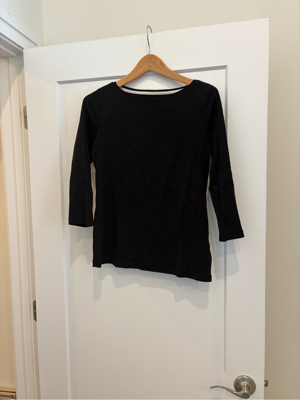 Talbots Black Long Sleeve Boatneck Top